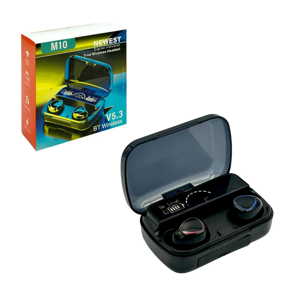 Wireless Earbuds M10 ST-W125 with Charging Case, Battery Indicator, Semi-In-Ear Design, 3.5mm Wired Option, Dynamic Driver, Gene