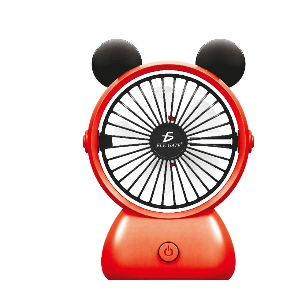 Mini Mickey Shaped Rechargeable Desktop Portable USB Charging Fan 5V Five-Speed Wearable Foldable for Household Car Use Table