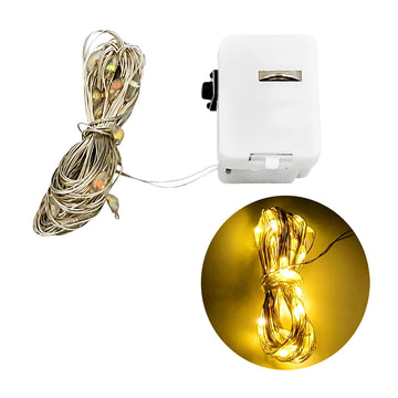 [GDL] 1pc 2700K Warm White Copper Wire Light Strip 2.9m IP44 Battery Powered Decorative Lighting for Decoration Model