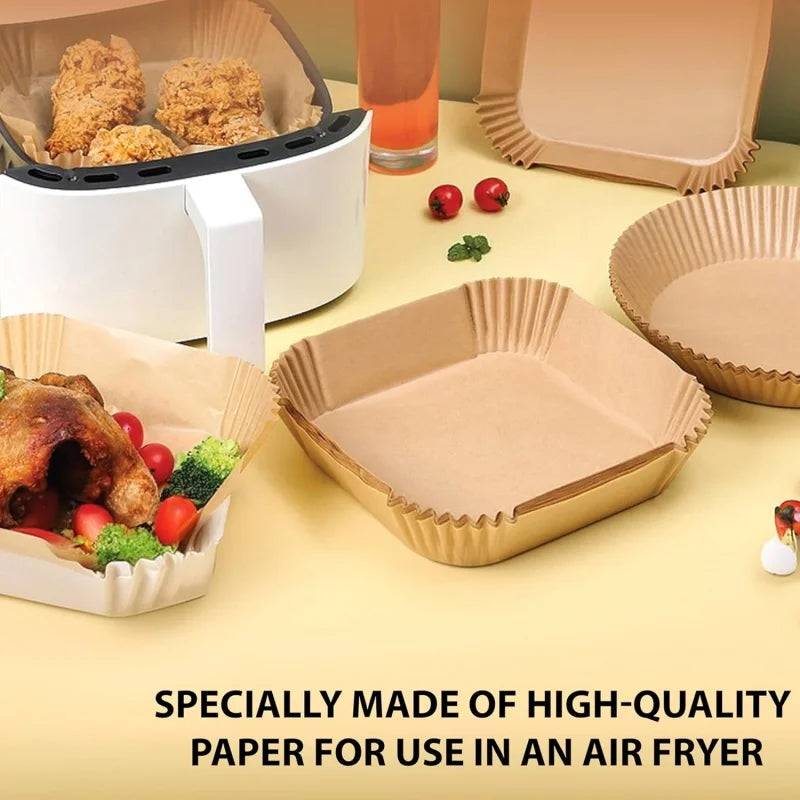 100pcs Disposable Square Mini Air Fryer Liners for 2-3 qt Air Fryer Non-Stick Oil-proof and Water-proof Parchment Paper Pads