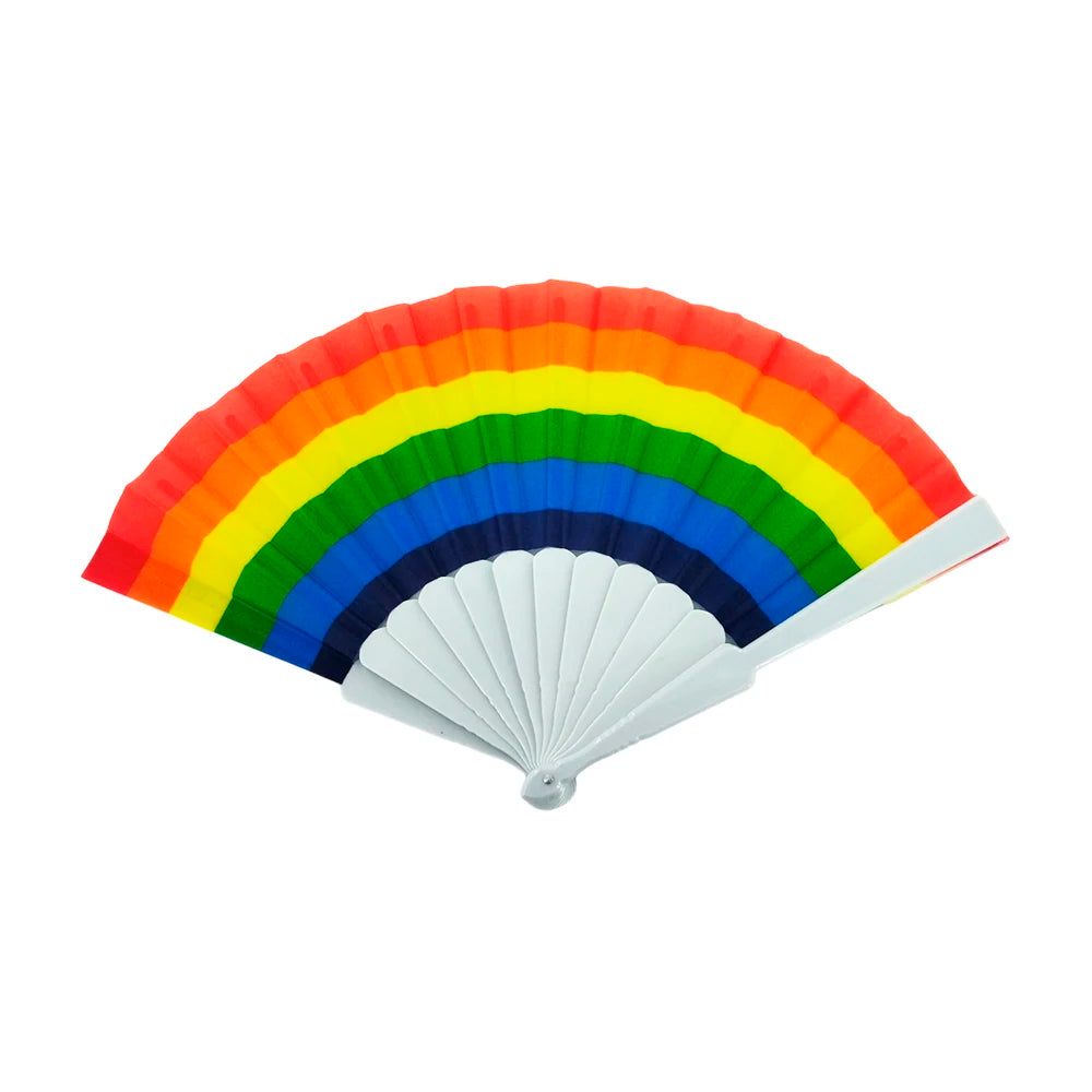 [GDL] 1pc Rainbow Fabric Portable & Wearable Fan with Plastic Handle BT-1723