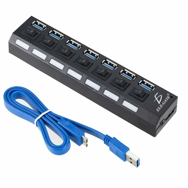 [GDL] 7-Port High-Speed 3.0 Hub with Controller Switches and LED Lighting / hub.14.3.0