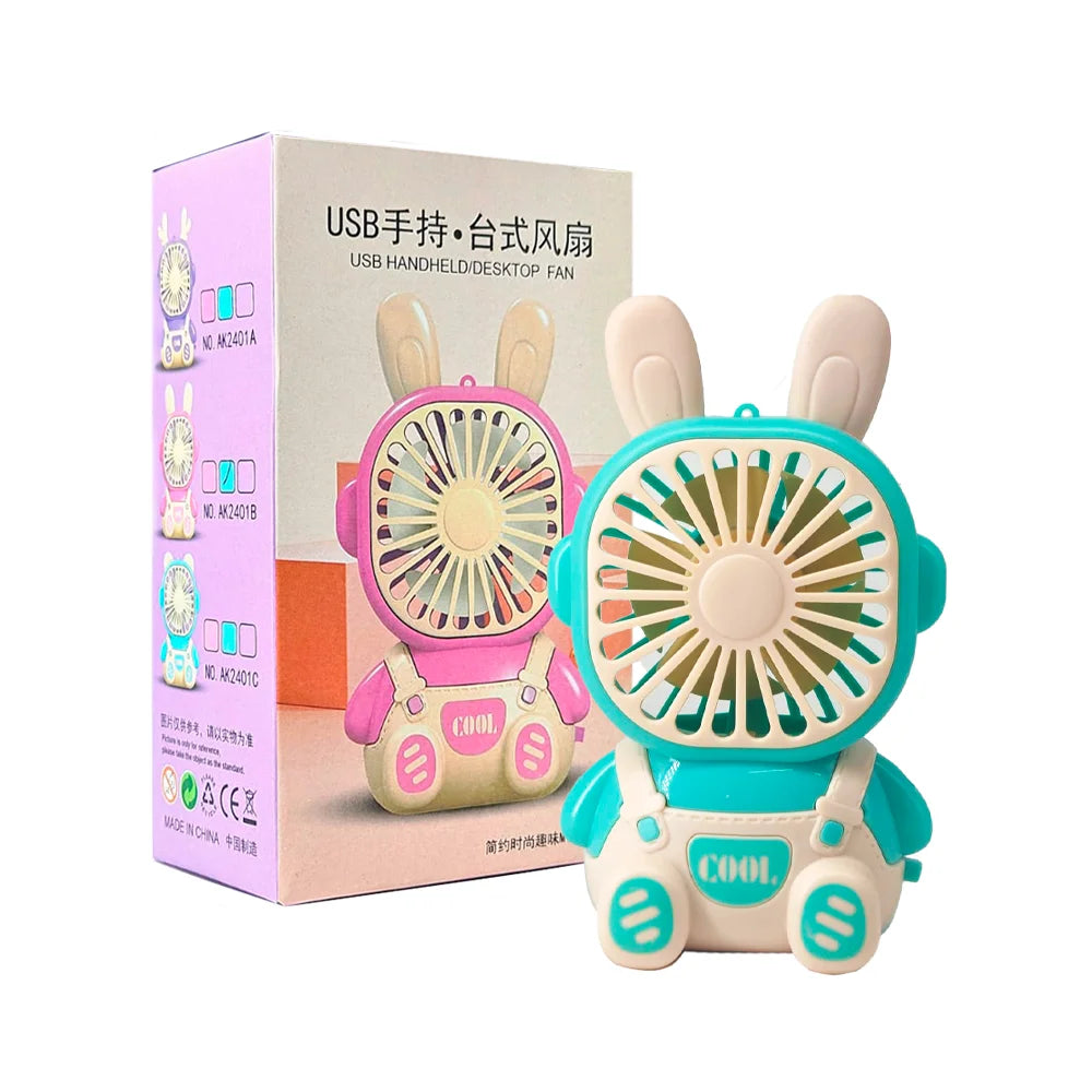 Mini Portable Rechargeable Fan Animal Ears Wearable Handheld Design 5V Three-Speed Options Variety Designs for Household Use