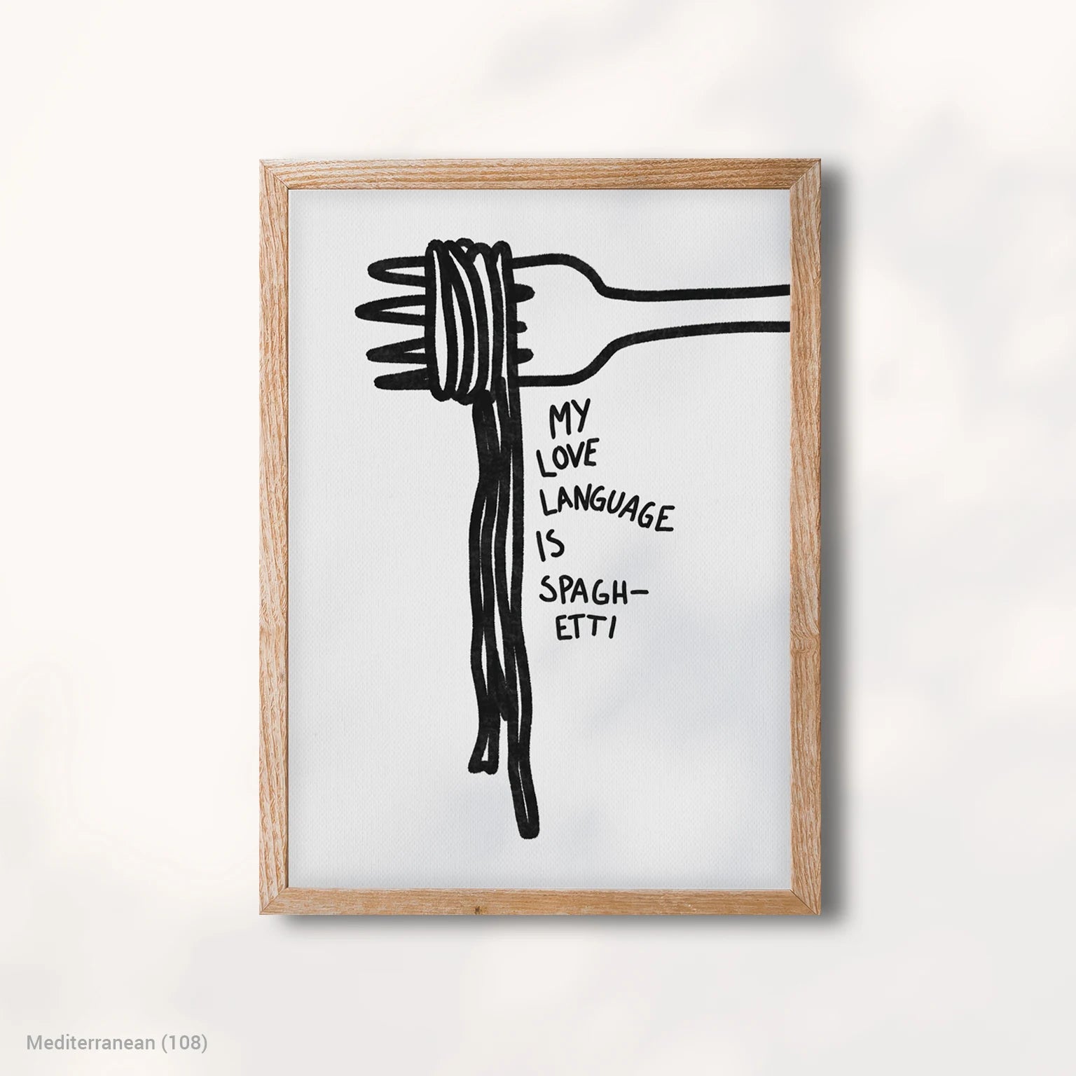 Modern Mediterranean Personal Feelings Meaningful Spaghetti Premium Canvas Decor with Wood Frame