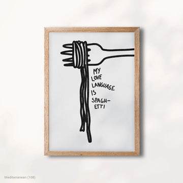 Modern Mediterranean Personal Feelings Meaningful Spaghetti Premium Canvas Decor with Wood Frame