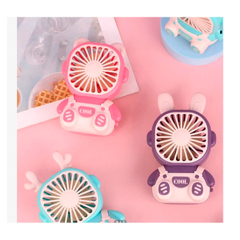 Mini Portable Rechargeable Fan Animal Ears Wearable Handheld Design 5V Three-Speed Options Variety Designs for Household Use