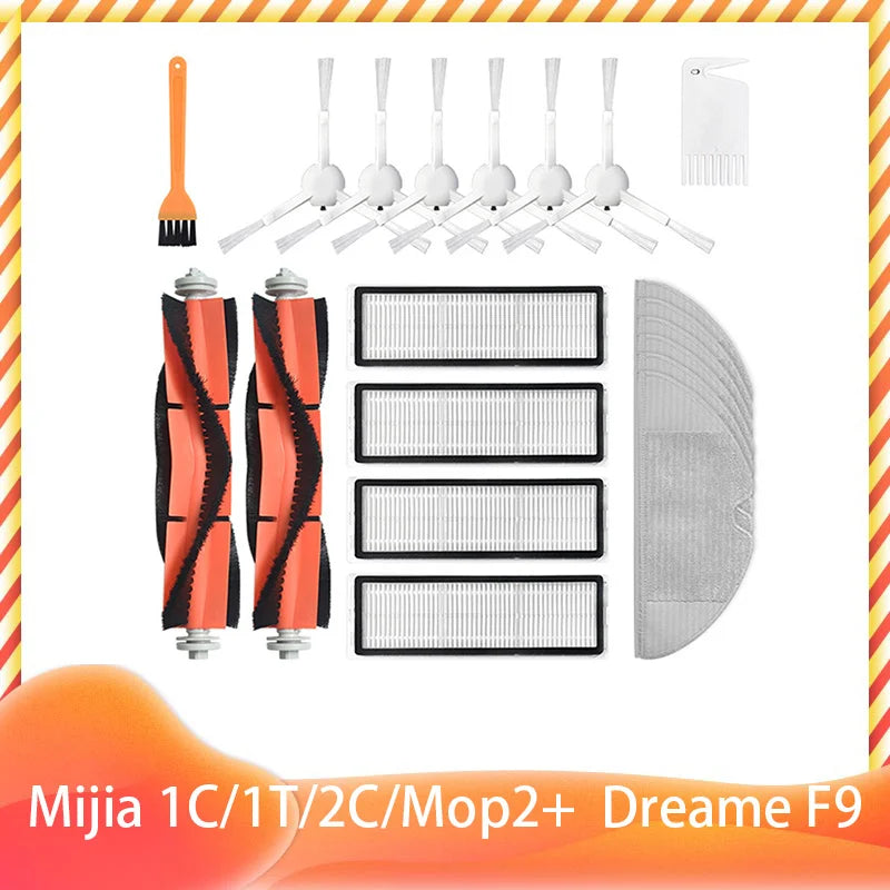 For Xiaomi Mijia 1C 1T 2C Mop 2 Pro + STYTJ01ZHM STYTJ03ZHM SKV4093GL SKV4073CN XMSTJQR2C Dreame F9 Filter Main Side Brush Mop