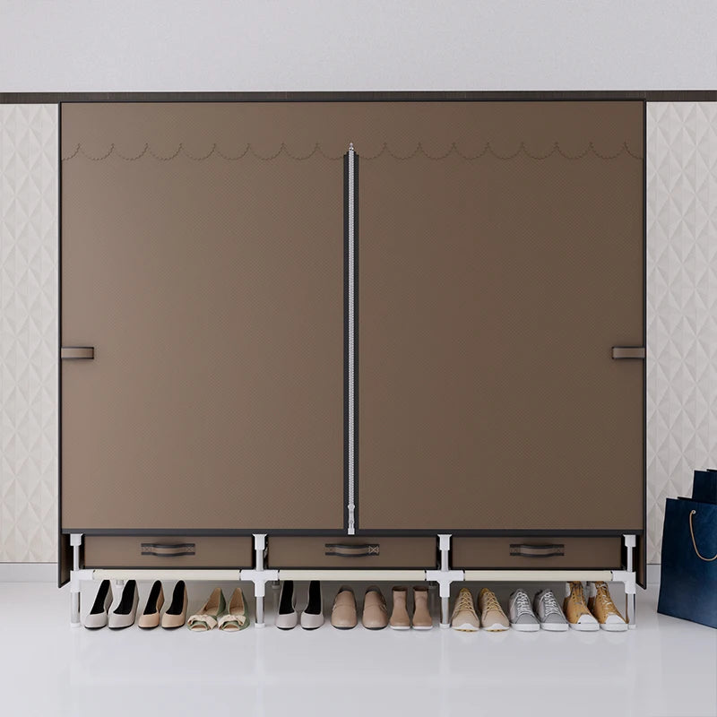 A Portable Wardrobe, Durable, with Hanging Shelves, Lightweight and Easy to Assemble, Space-saving and Dust-proof