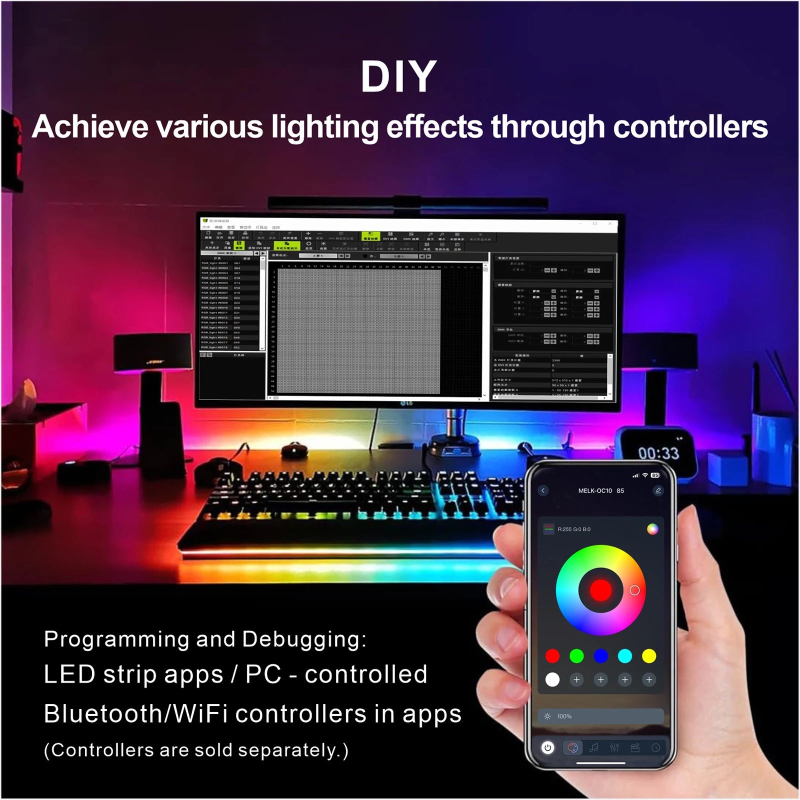WS2811 WS2812B WS2815 WS2813 RGB IC LED Strip Lights 30/60/144 pixels per meter individually addressable smart lights DC5V/12V
