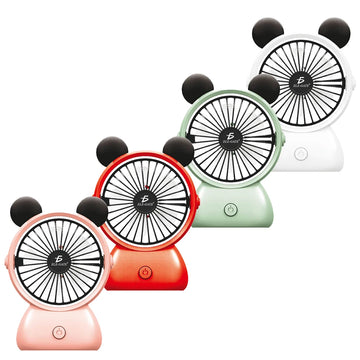 Mini Mickey Shaped Rechargeable Desktop Portable USB Charging Fan 5V Five-Speed Wearable Foldable for Household Car Use Table