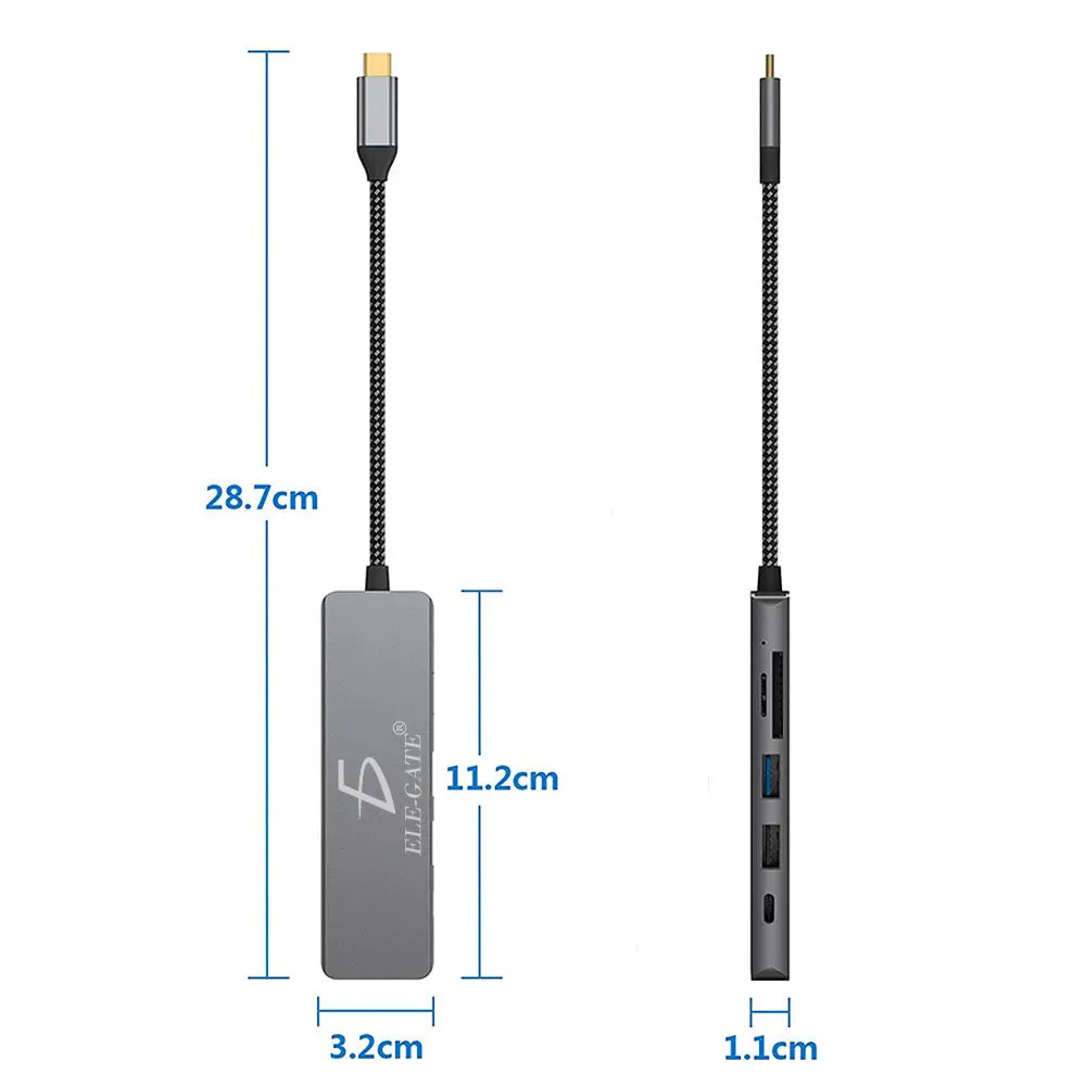 6-in-1 Type-C USB 3.0 Adapter Hub Versatile Companion for All Your USB Gadgets