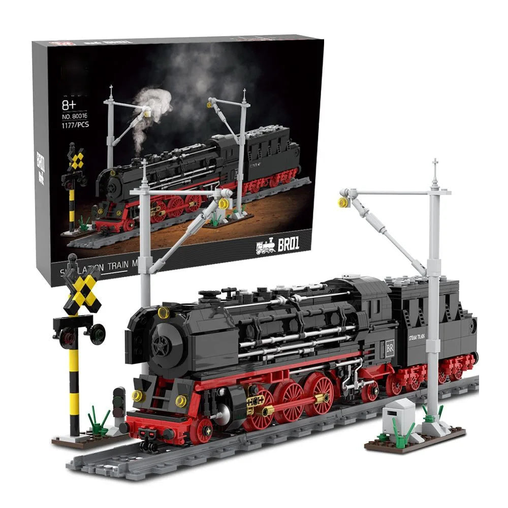 Vintage Steam Train BR01 Building Blocks | Orient Express Track - Kids' Educational Brick Assembly Toy for Boys!