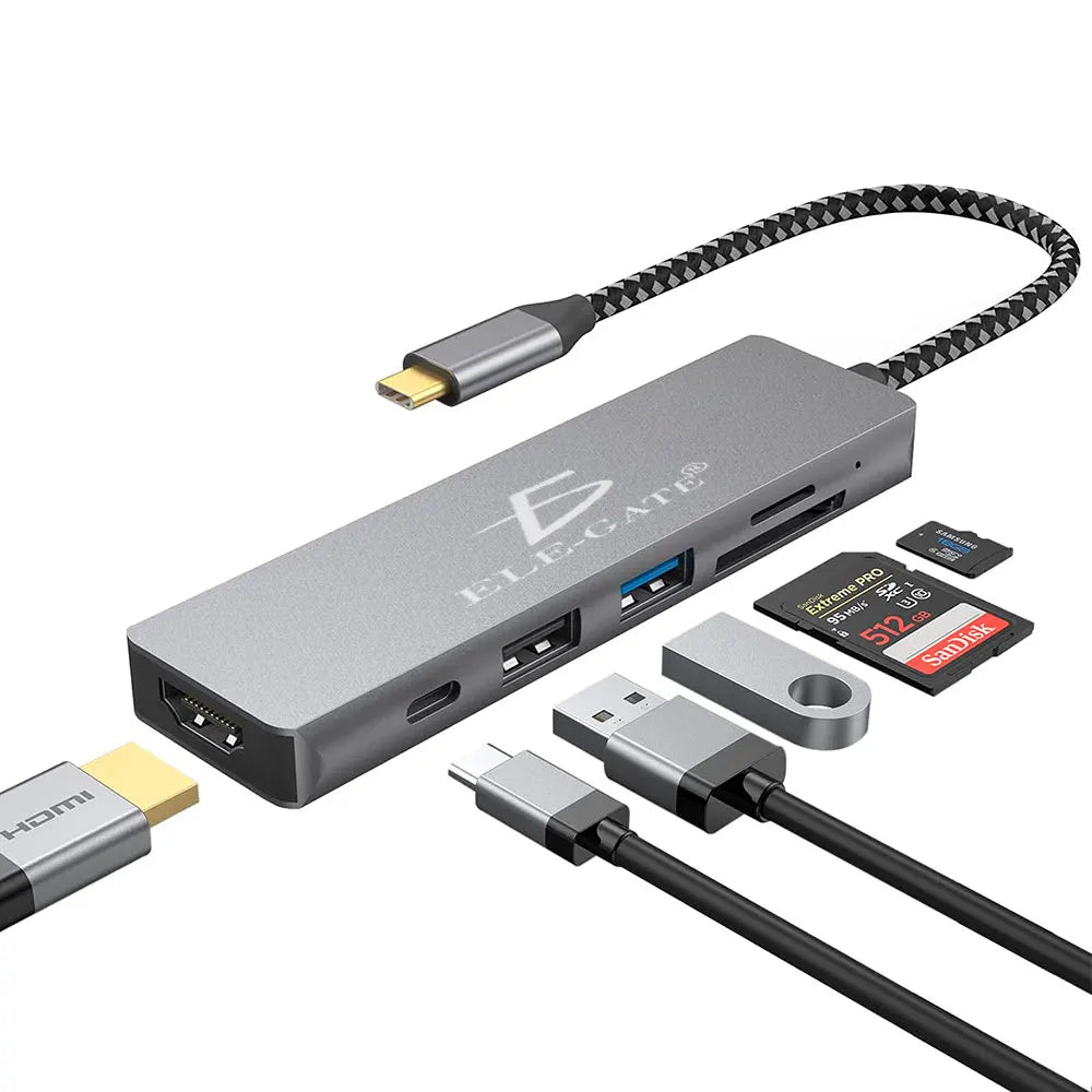 6-in-1 Type-C USB 3.0 Adapter Hub Versatile Companion for All Your USB Gadgets