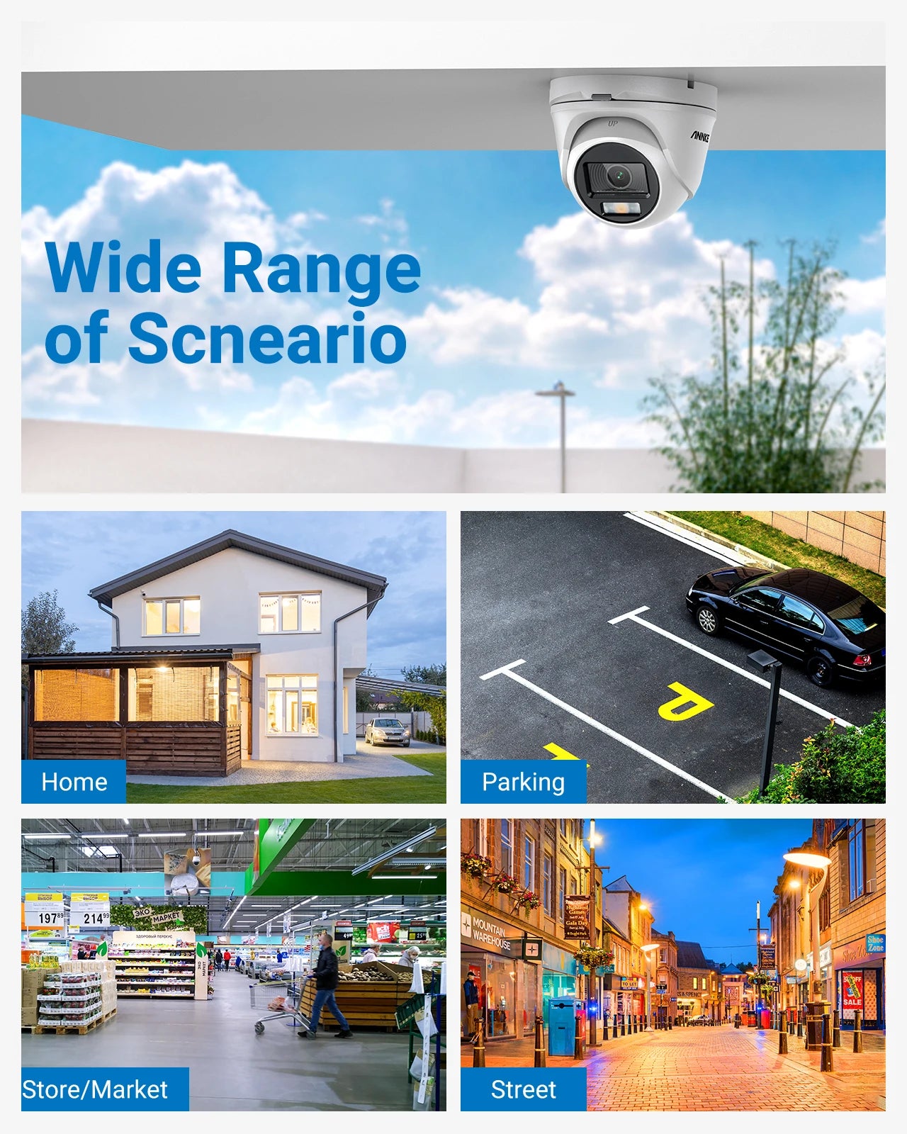 ANNKE NightChroma 8CH 5MP H.265+ DVR Security Camera System 4pcs 2MP 1080P Outdoor CCTV Cameras 5-in-1 DVR System