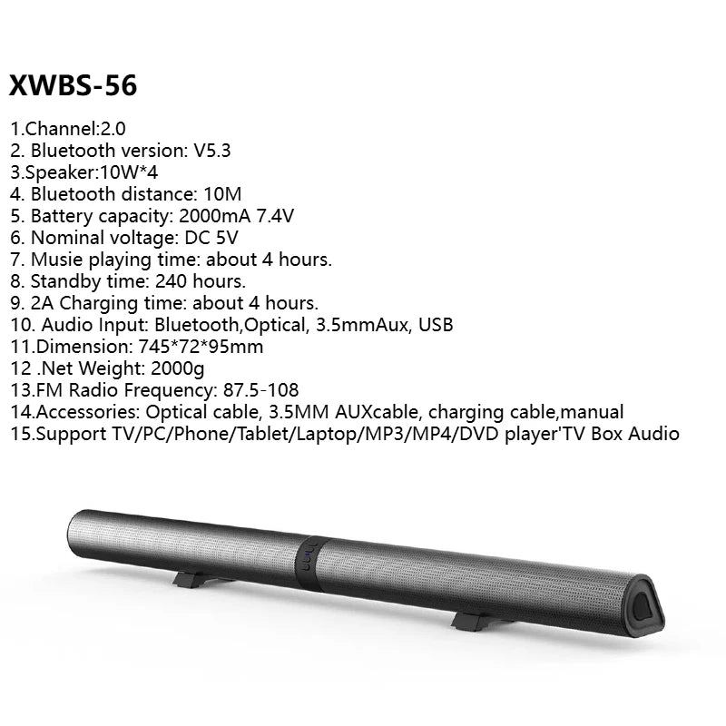 PHONEPACE TV Sound Bars Detachable 2 in 1 Bluetooth 5.3  2.2 Channel TV Speaker for Surround Sound System Optical/Aux/USB