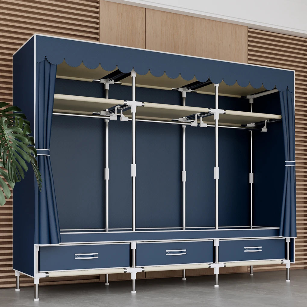 A Space-saving Portable Wardrobe, Durable, with Hanging Shelves, Lightweight and Easy to Assemble, Space-saving and Dust-proof