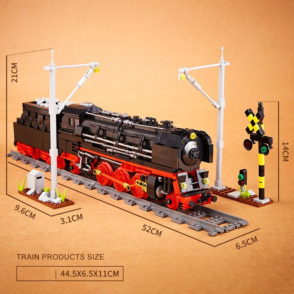 Vintage Steam Train BR01 Building Blocks | Orient Express Track - Kids' Educational Brick Assembly Toy for Boys!