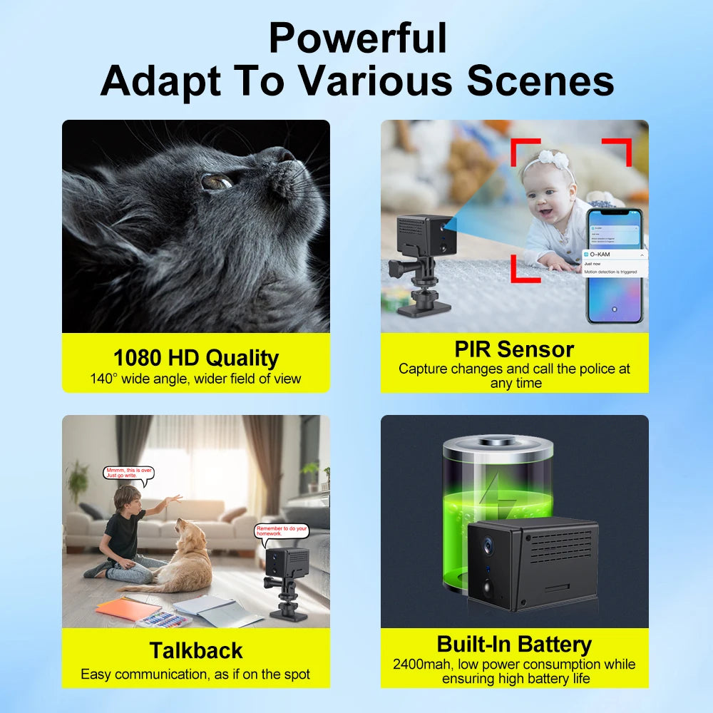 2025 New 4G SIM Card CCTV Night Vision Mini Camera WiFi 1080P Car Security Camera WD20/WD21 Two-way Audio Video Mini Cameras