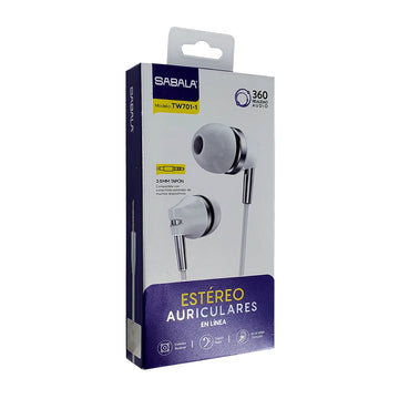 [GDL] Sabala Wired Earphones Silicone Ear Cushions Metallic Accents 3.5 mm Jack Input Music Model TW701 in Stock