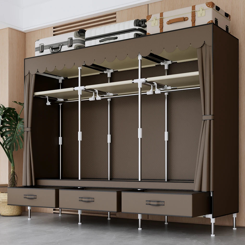 A Space-saving Portable Wardrobe, Durable, with Hanging Shelves, Lightweight and Easy to Assemble, Space-saving and Dust-proof
