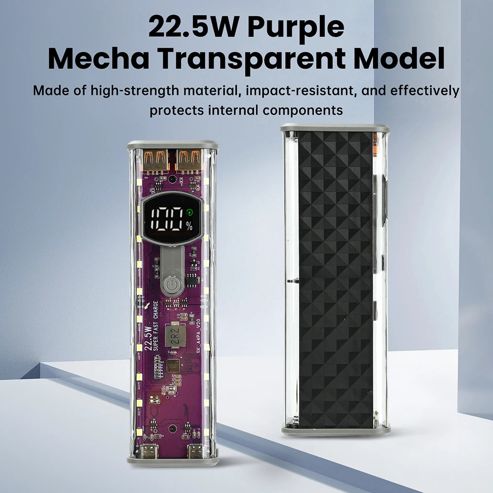8*18650 Power Bank Battery Case 22.5W PD 45W Fast Charging Battery Storage Box Welding Free USB+Type-C Port