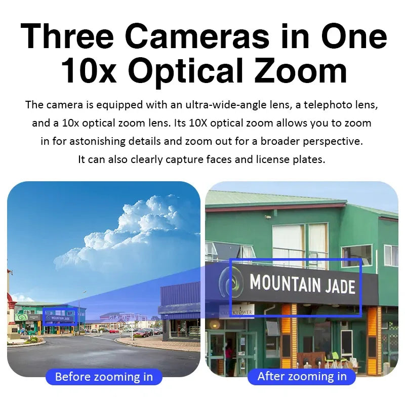 Rscamtom 6MP 4G Cctv Camera Dual Lens 10x Optical Zoom Motion Detection Color Night Vision 4G Cctv Cameras