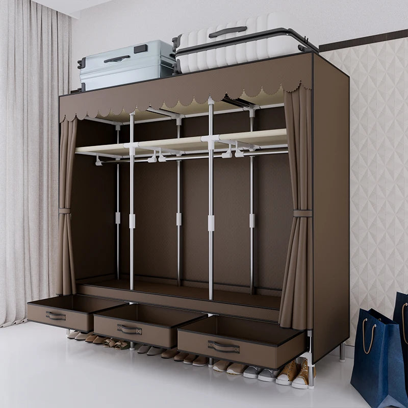 A Portable Wardrobe, Durable, with Hanging Shelves, Lightweight and Easy to Assemble, Space-saving and Dust-proof