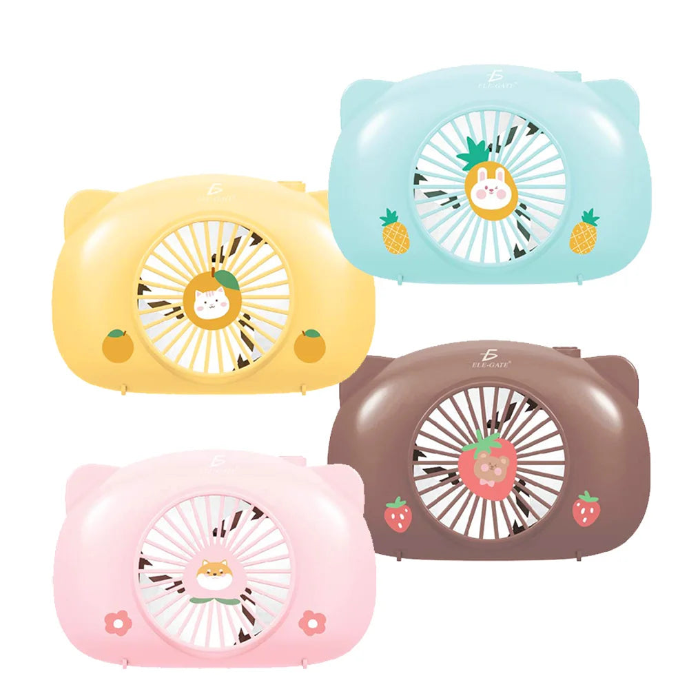 Mini Portable USB Rechargeable Fan Personal 3-Speed Wearable Fan with Pastel Colors for Household and Car Use 5V Wind Speed