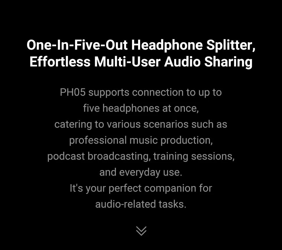 Fosi Audio PH05 5 Channel Headphone Amplifier, Mini Desktop Amp with Audio Interface Podcast Monitor Supports 16-300 Ω with 12V