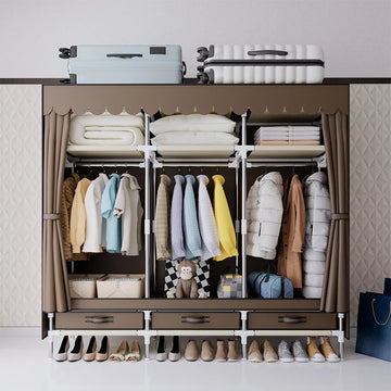 A Portable Wardrobe, Durable, with Hanging Shelves, Lightweight and Easy to Assemble, Space-saving and Dust-proof