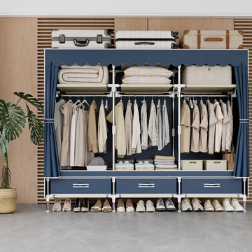 A Space-saving Portable Wardrobe, Durable, with Hanging Shelves, Lightweight and Easy to Assemble, Space-saving and Dust-proof