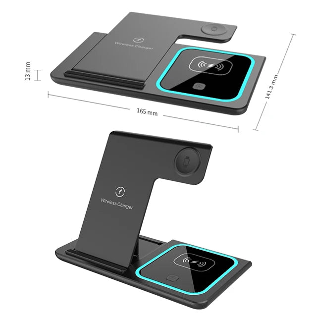 Factory Hot Selling 15W 3-in-1 Wireless Charger for QI Fast Smart Magnetic Charging Stand Holder for iPhone Watch & Earphones