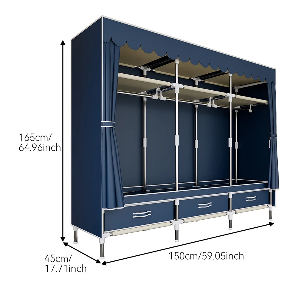 A Portable Wardrobe, Durable, with Hanging Shelves, Lightweight and Easy to Assemble, Space-saving and Dust-proof