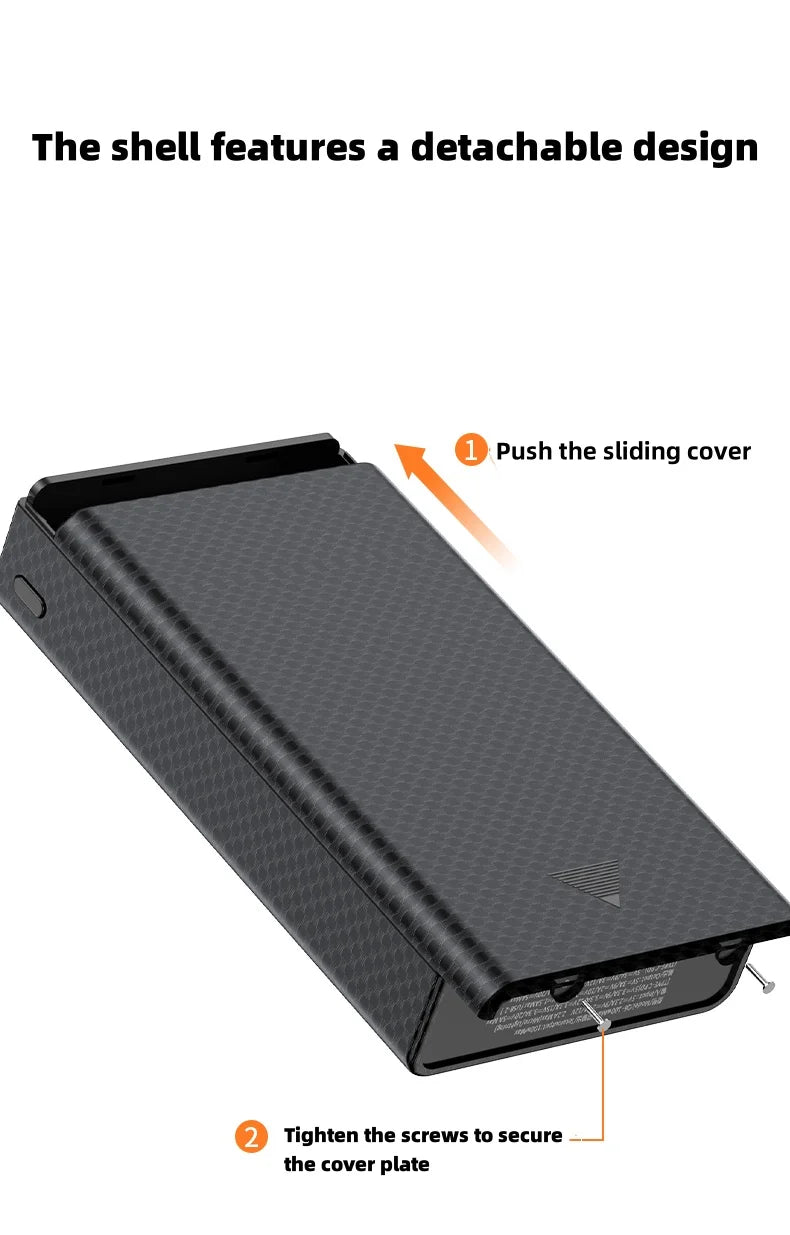 PD100W Fast Charging Power Bank DIY Kit 20V 5A 6x 21700 Battery Pack Portable Customizable No Soldering Easy Assemble