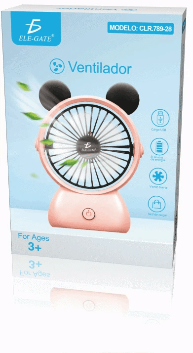 Mini Mickey Shaped Rechargeable Desktop Portable USB Charging Fan 5V Five-Speed Wearable Foldable for Household Car Use Table