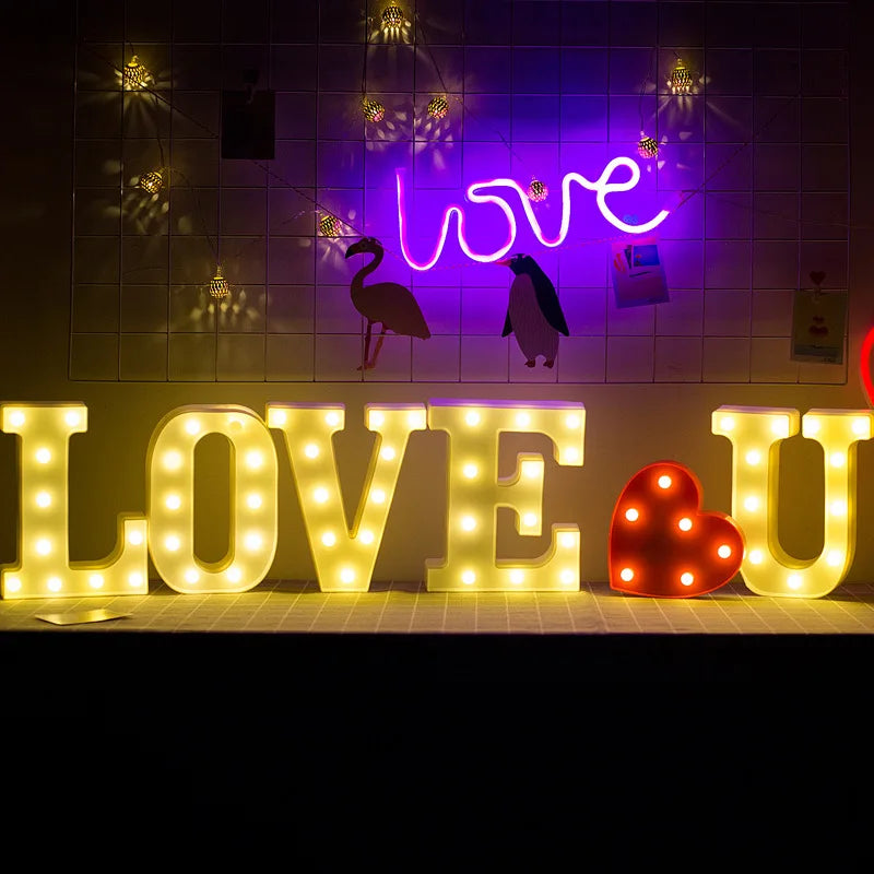3D LED Letters F Spotlight Lamp Home Decor Alphabet Decorative Lights