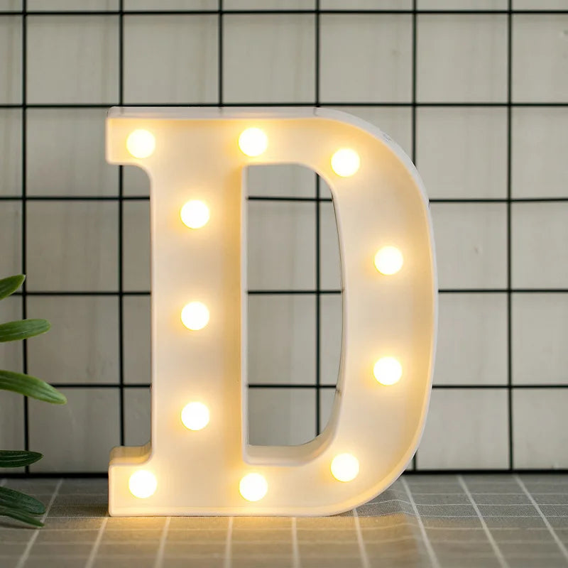 D 3D LED Letters Decorative Lighting Spotlight Lamp Alphabet Decor