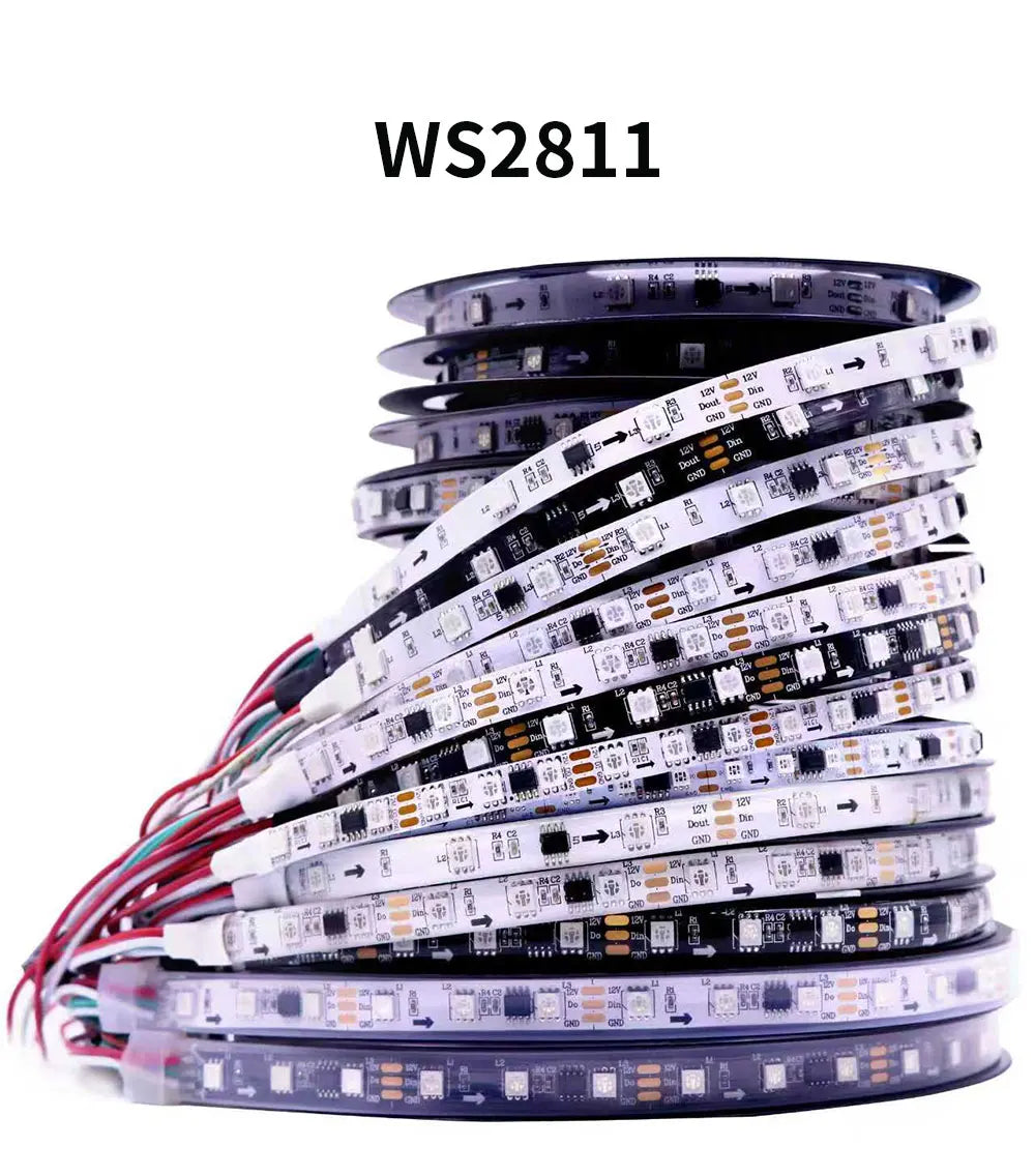 WS2811 WS2812B WS2815 WS2813 RGB IC LED Strip Lights 30/60/144 pixels per meter individually addressable smart lights DC5V/12V