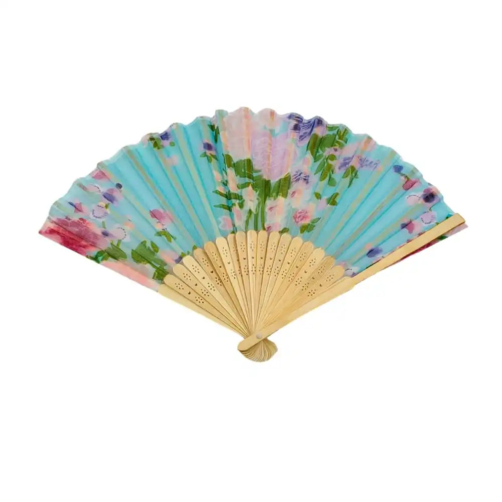 [GDL] 1pc Floral Print Wooden Fan with Variety of Colors Portable & Wearable BT-1250 SAN-79