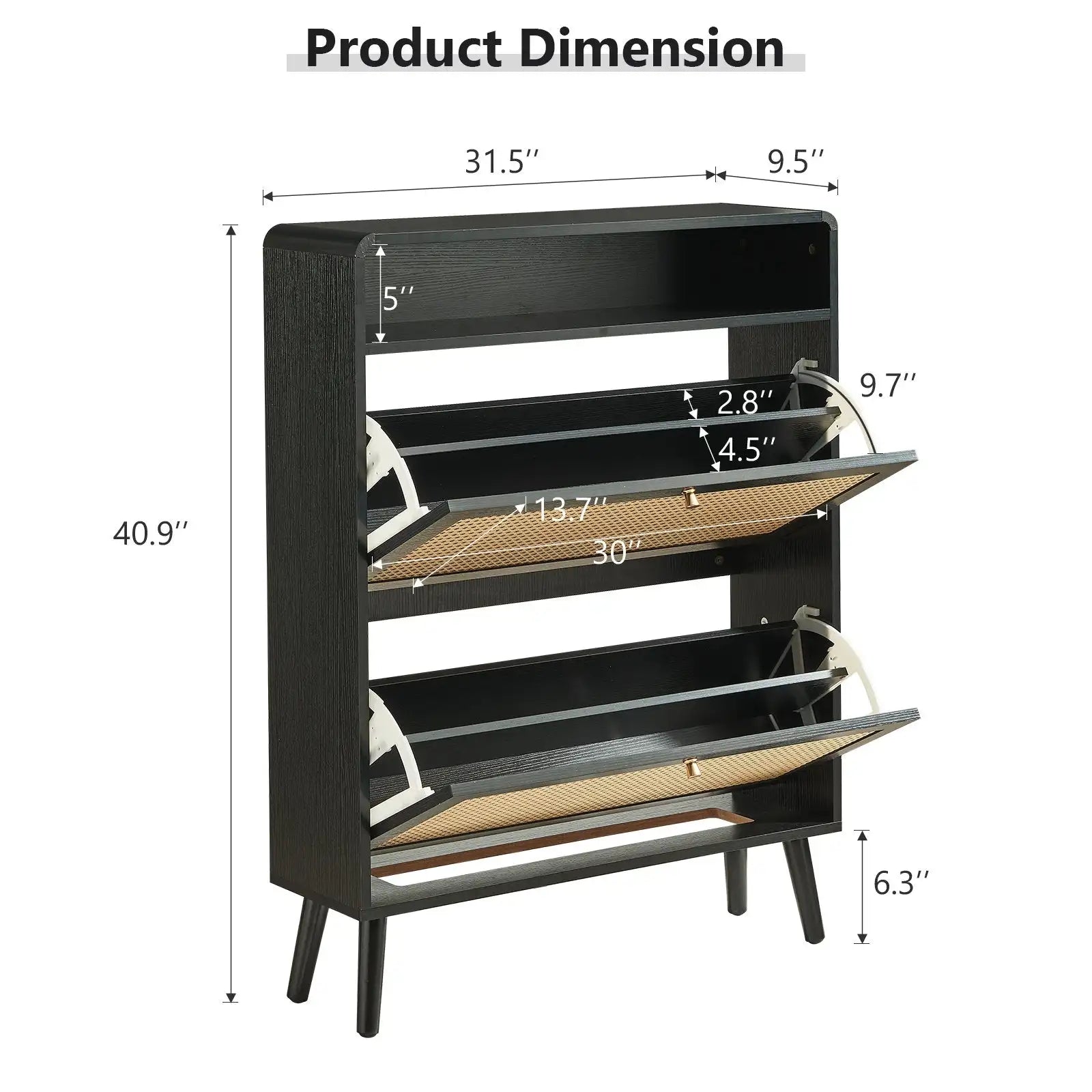 Modern Solid Wood Free Standing Shoe Storage Cabinet 2 Flip Drawers Extendable Entryway Bench For Home Furniture For Living Room