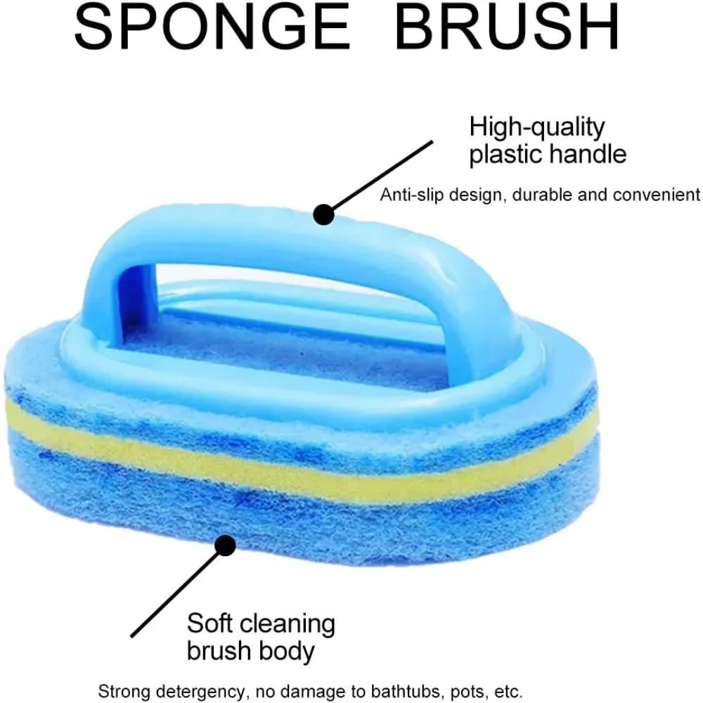 Cleaning Brush with Handle Kitchen Sponge Wipe Thickening Bathroom Tile Cleaning Sponge Household Stain Removal Clean Tools