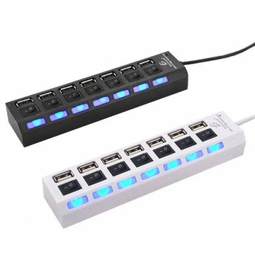 [GDL] 7-port USB 2.0 hub with controller switches and LED lighting, variety of colors / hub.14