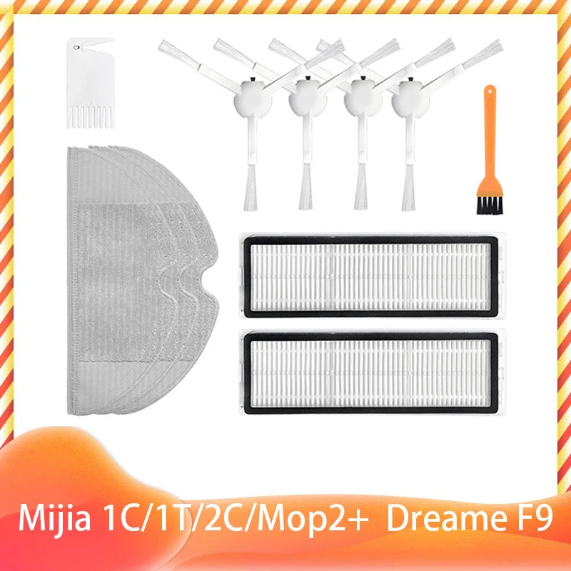 For Xiaomi Mijia 1C 1T 2C Mop 2 Pro + STYTJ01ZHM STYTJ03ZHM SKV4093GL SKV4073CN XMSTJQR2C Dreame F9 Filter Main Side Brush Mop