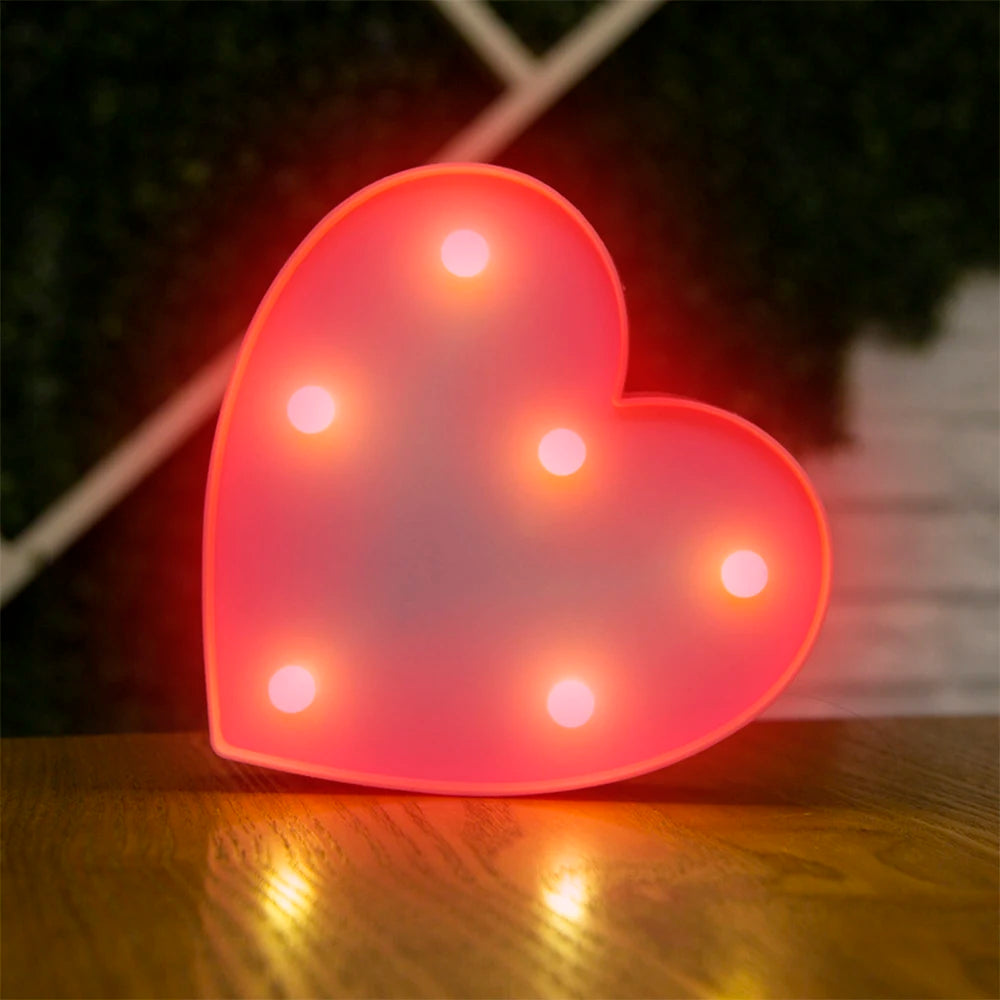 3D Heart Shaped LED Decorative Lighting Warm Light Tone