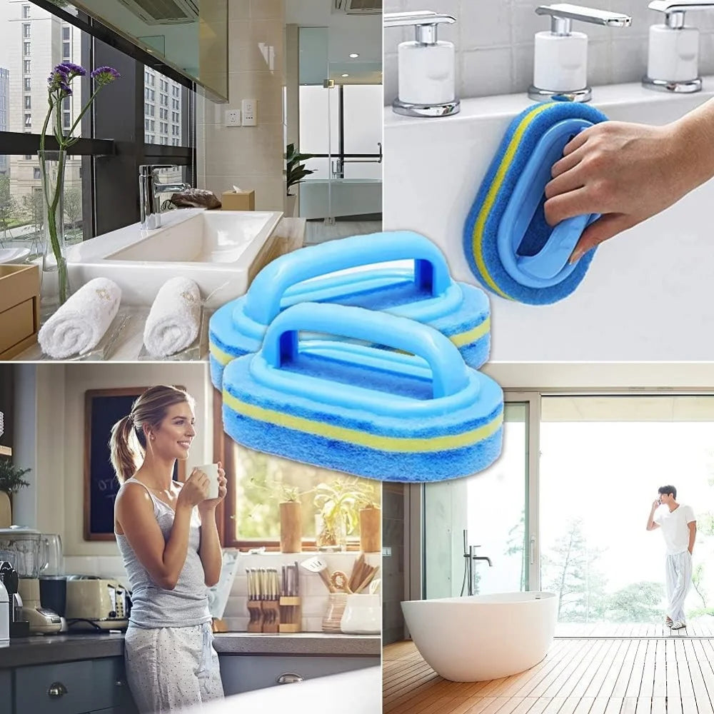 Cleaning Brush with Handle Kitchen Sponge Wipe Thickening Bathroom Tile Cleaning Sponge Household Stain Removal Clean Tools