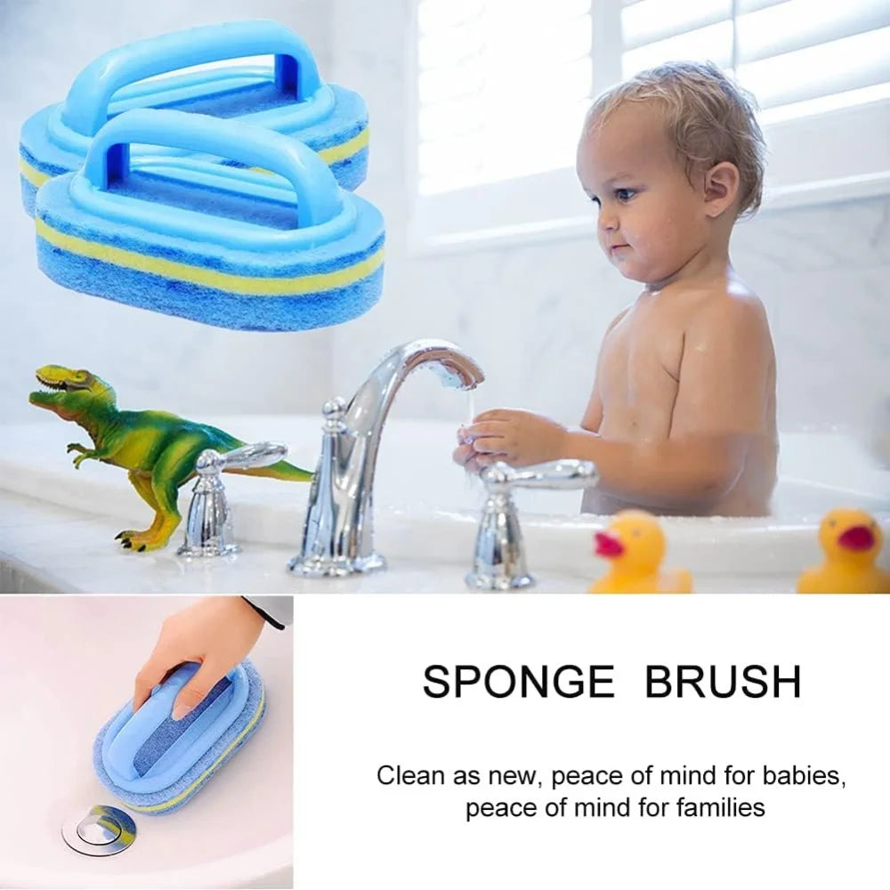 Cleaning Brush with Handle Kitchen Sponge Wipe Thickening Bathroom Tile Cleaning Sponge Household Stain Removal Clean Tools