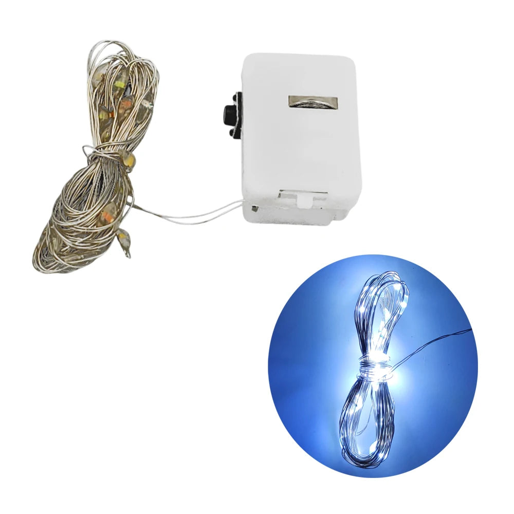 [GDL] 1pc 2700K Warm White Copper Wire Light Strip 2.9m IP44 Battery Powered Decorative Lighting for Decoration Model