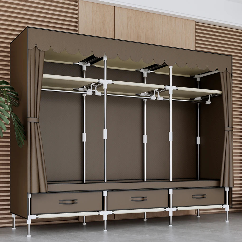 A Space-saving Portable Wardrobe, Durable, with Hanging Shelves, Lightweight and Easy to Assemble, Space-saving and Dust-proof
