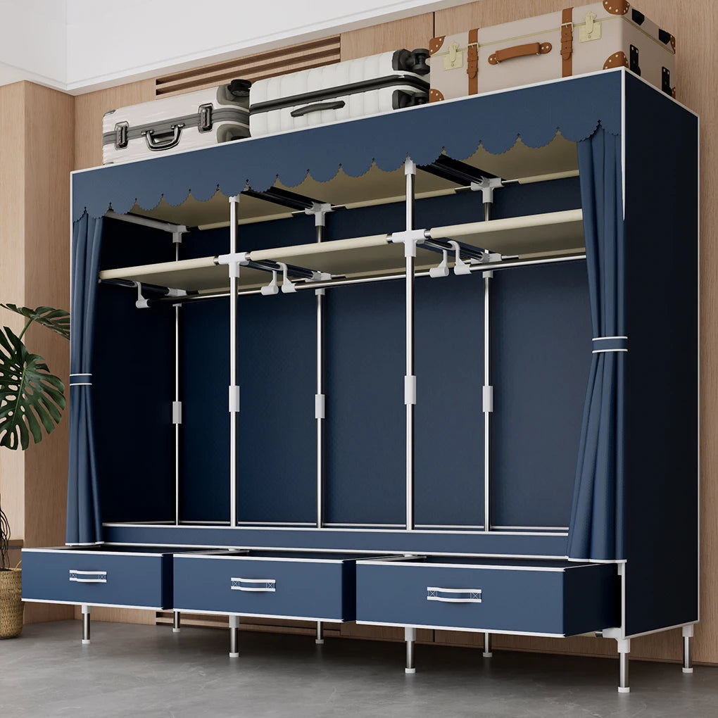 A Space-saving Portable Wardrobe, Durable, with Hanging Shelves, Lightweight and Easy to Assemble, Space-saving and Dust-proof