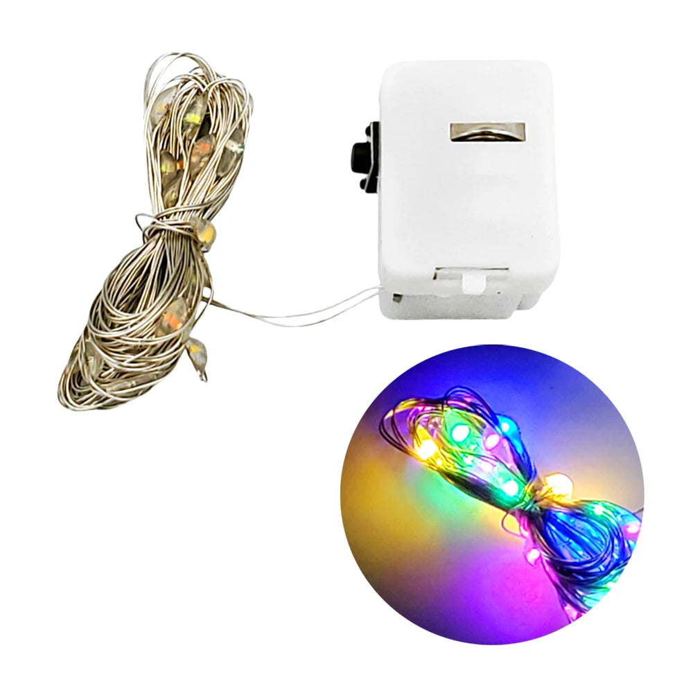 [GDL] 1pc 2700K Warm White Copper Wire Light Strip 2.9m IP44 Battery Powered Decorative Lighting for Decoration Model